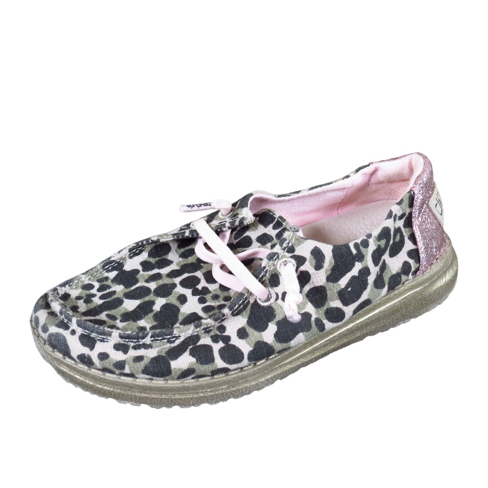 Hey Dude Wendy Youth Girls Loafer Shoes Size 11 Leo Nut Leopard Pink Metallic